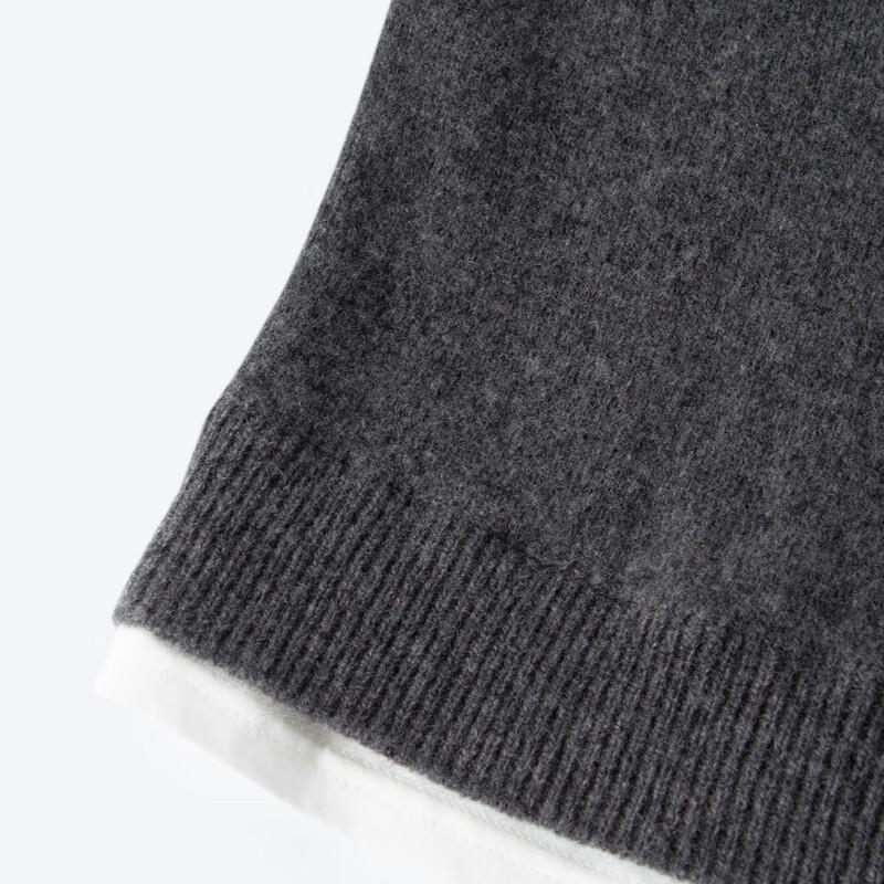 SEIFINI Women's Faux Two-Piece Round Neck Wool Pullover Sweater