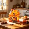 Piccola Luce Notturna Curativa Accesa Resina Zucca Casa Statuetta, Luce Notturna Capanna di Halloween, Forniture per Feste Festività Raccolta Autunnale Tavolo