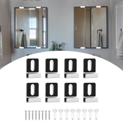 8 Stück Edelstahl Spiegelmontageclip-Set Rahmenlose Spiegelaufhänger mit Dübeln und Schrauben für Badezimmer Schlafzimmer