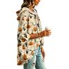 Women's Pullover Hooded Top with Three-Quarter Sleeves and Halloween Print for Costume Party