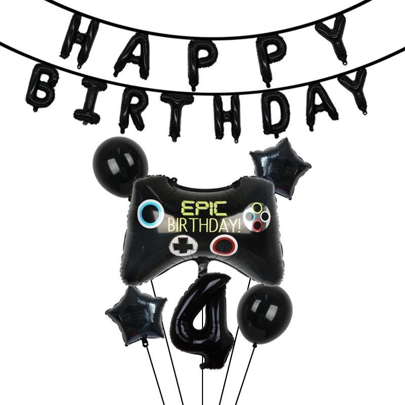 Video Game Party Supplies Set Baby Boy Birthday Party Decoration Happy Birthday Gaming Backdrop Game Table Covers Gamer Balloons