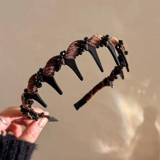 Rhinestone Hairband Elegant Vintage Non Slip Hair Hoop for Women Girls Fashionable Bridal Hair Accessory