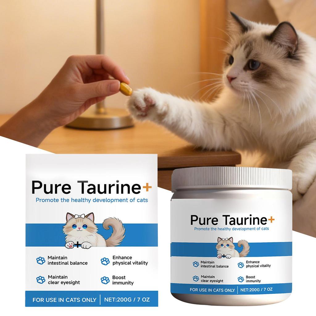 Katzen Taurin Pulver Unterstützung für die Herzgesundheit von Haustieren Fördert und erhält die Sehkraft Glänzendes Fell Tägliche Pflege für Haustiere Nährstoffpulver