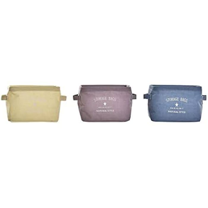 Panier - DKD HOME DECOR - Standard - Toile - 20x16x15 cm - Couleurs Jaune, Bleu, Grenat