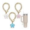 3Pcs Cup Flower Charm Chain Tumbler Water Cup Handle Decorative Charm Milk Teas Cup Pendants Gift for Girls Women