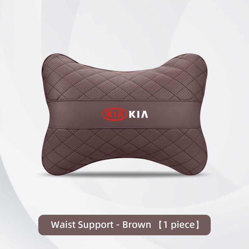 Car Seat Neck Pillow Leather Headrest Lumbar Waist Support Mat For KIA EV6 Stinger RIO Sorento Picanto Ceed Borrego Syros K4 K5