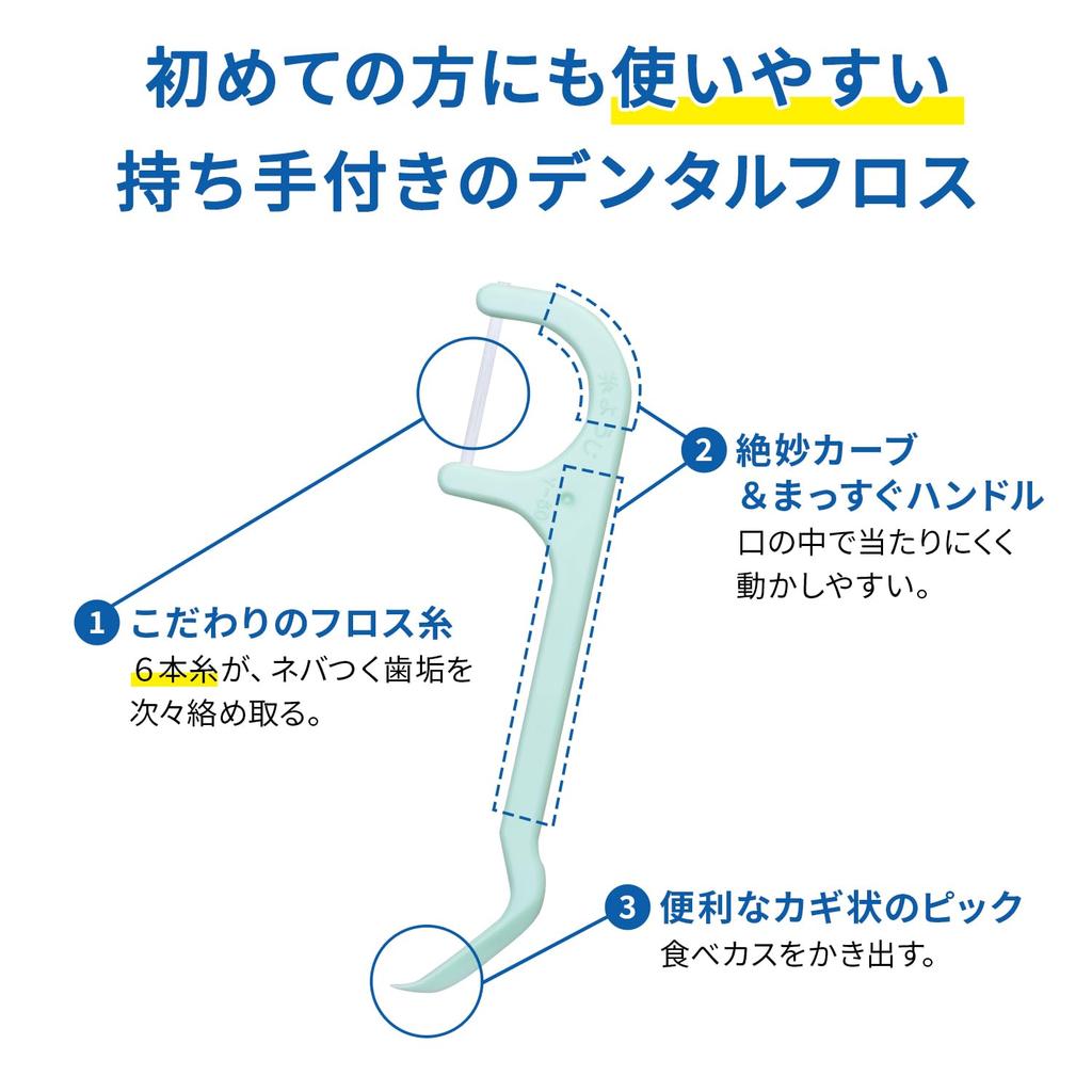 Kobayashi Pharmaceutical Floss Pick Dental 60 for Interdental Cleaning Soft Interdental Brush X 2 Packs & Floss, Count, (Includes Samples)