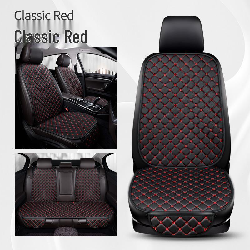 Universal Nappa Leather Car Seat Cushion: Star Embroidered, Backless, Non-Slip, Three-Piece Set