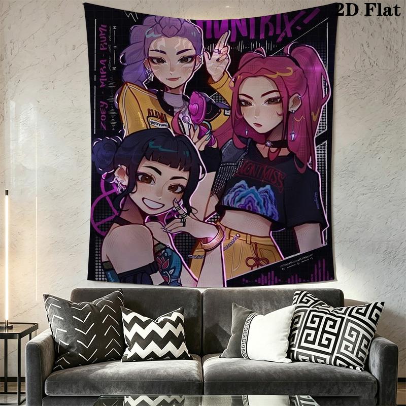 Playful Cartoon Girl Expression Set Tapestry Wallmounted Background Cloth Wall Covering Decoration Home Decor Background Cloth