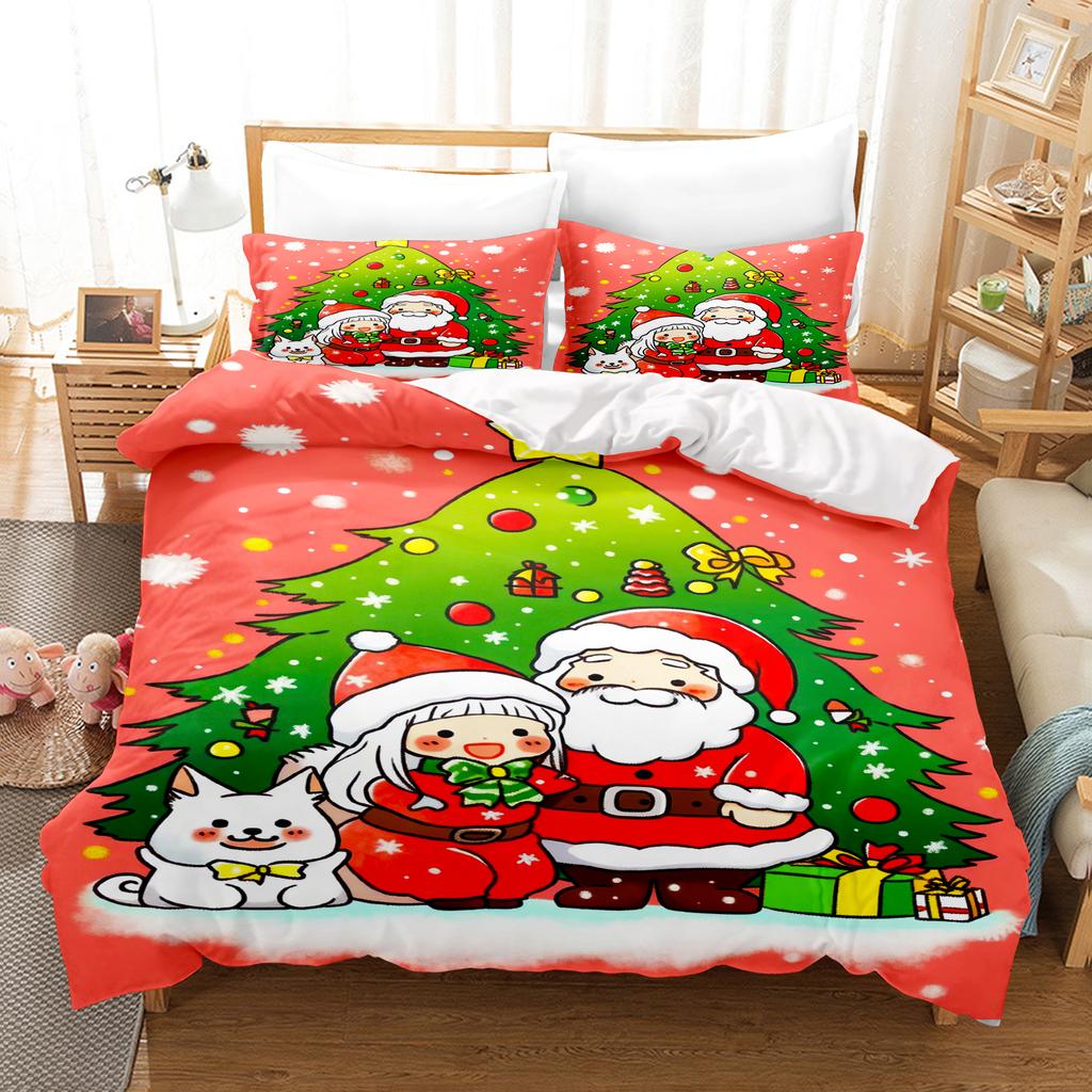 Christmas Bedding Set Duvet Cover Comforte 3D Children'S Cute Printed Cartoon 100% Polyester 3-Piece Set 1 Quilt Cover