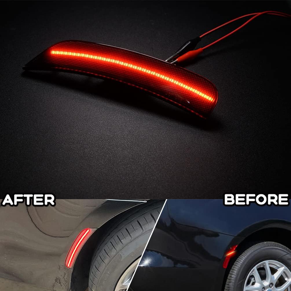 NJSBYL Smoke Lens Amber/Red Full LED Front Rear Side Marker Light Kits for Chrysler 300 2015 2016 2017 2018 2019 2020 2021 2022 300S 300C C Platinum