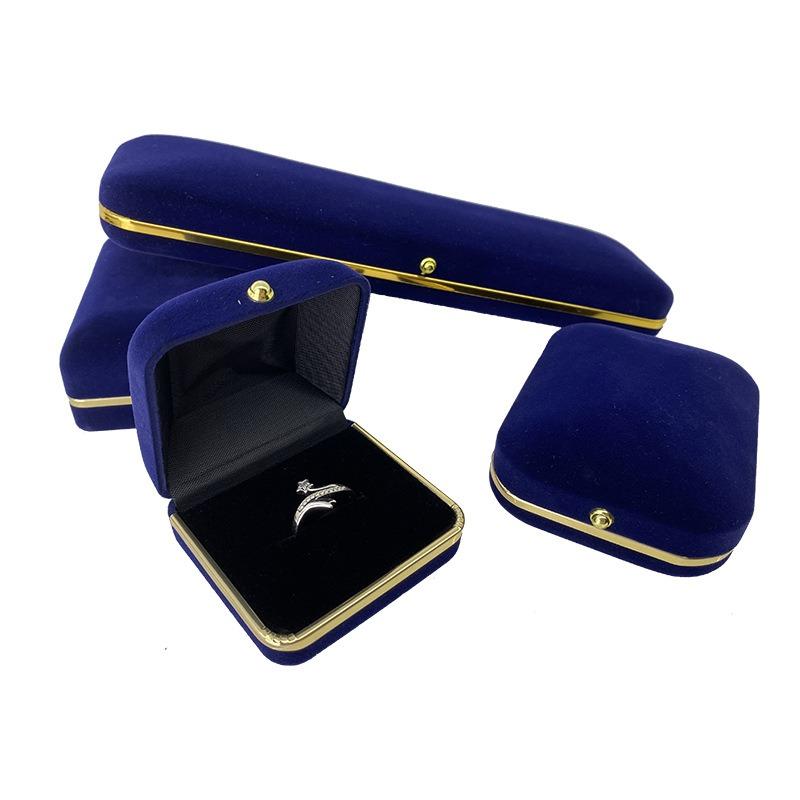 Xuhui gold edge velvet flocking cloth ring box pure color earring jewelry storage box jewelry jewelry packaging box