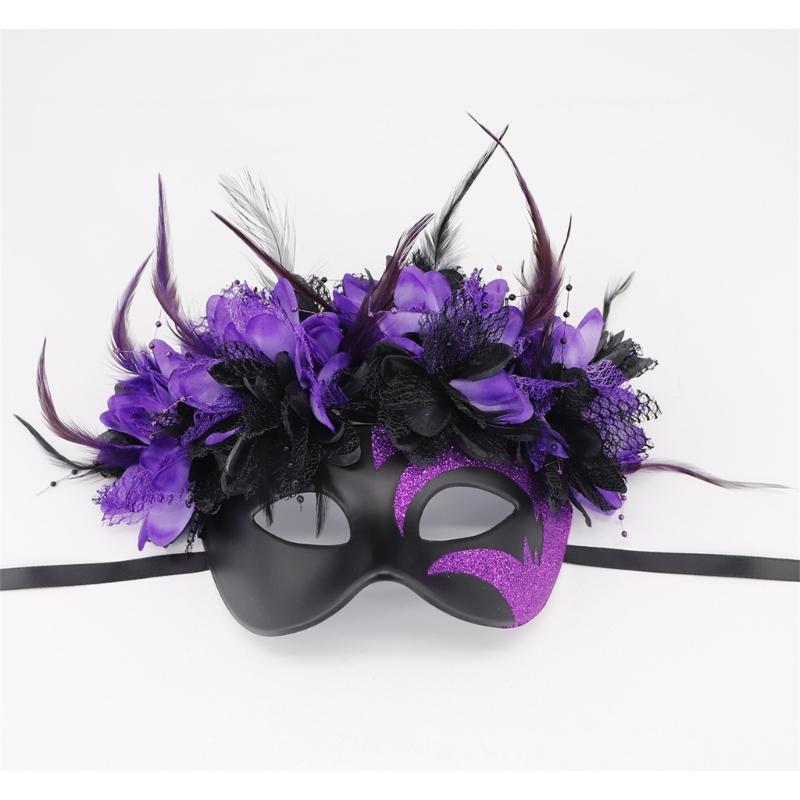 Feathered Masquerade Mask Halloween Party Eye Mask Half Face Mask for Women Cosplay Masquerade Decoration Eyewears