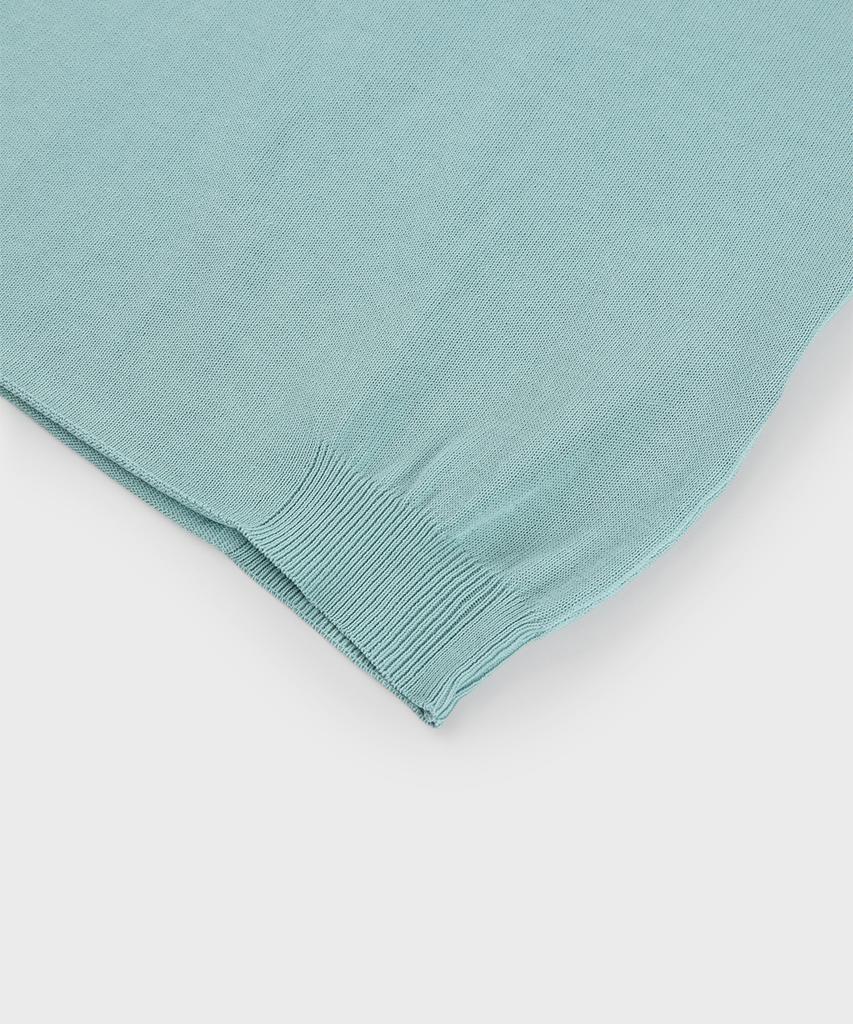 PANICALE Aqua Herringbone Cotton Short Sleeve Knit