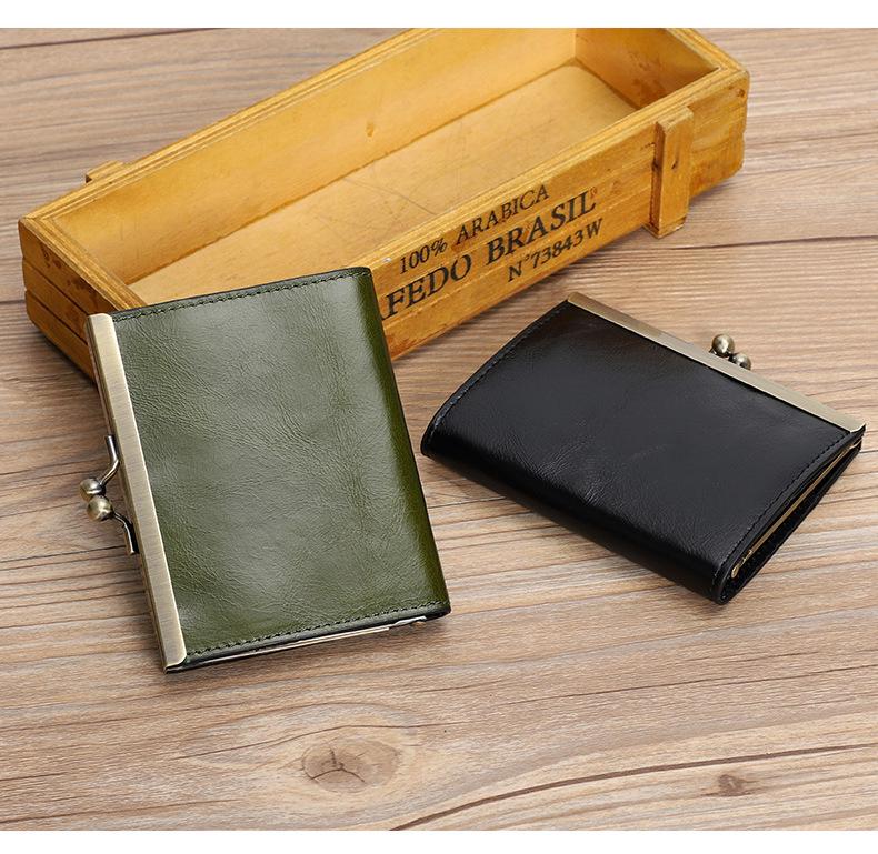 2022 Dámský držák na ID karty z pravé kůže Retro s více drážkami z hovězí kůže