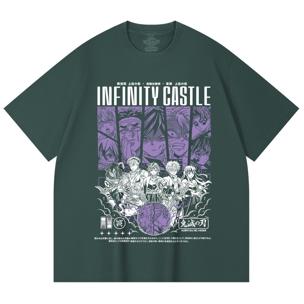 230 Gsm 100% Cotton Demon Slayer V90 Infinity Castle Print Unisex Heavy Cotton T Shirt