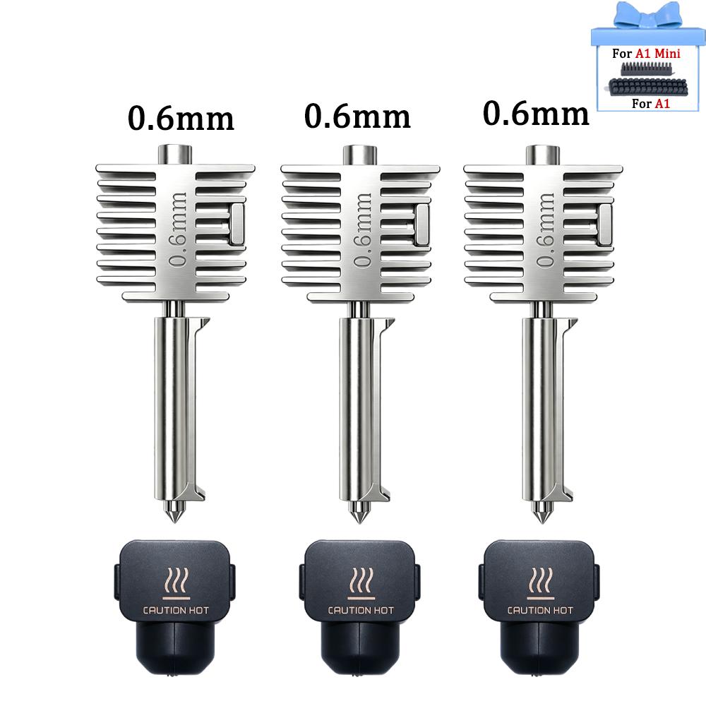 Hotend-Kit für Bambu Lab A2L/A1/A1 Mini Hot-End-Baugruppe 0,2/0,4/0,6/0,8 mm Gehärteter Stahl Einteilige Düse für A1 3D-Drucker