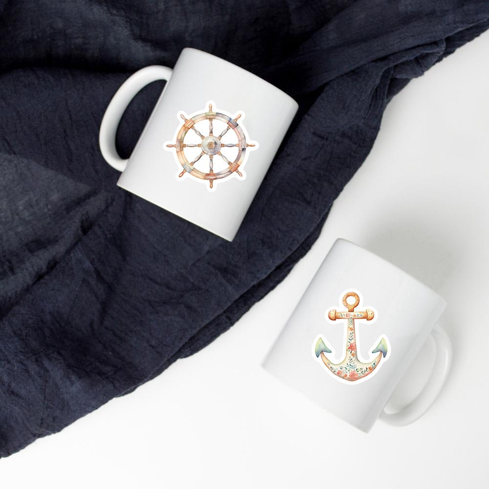 50PCS Sea Themed Cute Cliparts Stickers Wall Art Cartoon Graffiti Decal For Graffiti Laptop Cup Luggage Phone Aesthetic Stickers