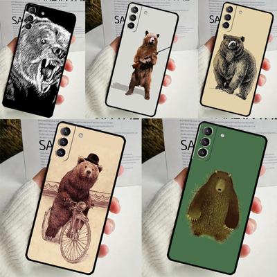 Cartoon Grizzlybär Hülle für Samsung Galaxy S24 Ultra S22 Plus S20 S21 FE S8 S9 S10 Note 10 20 S23 Ultra Cover