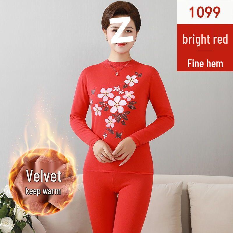 Women's Warm Fleece Set for Mid-Aged and Elderly: Cozy Winter Underwear for Mothers and Grandmothers