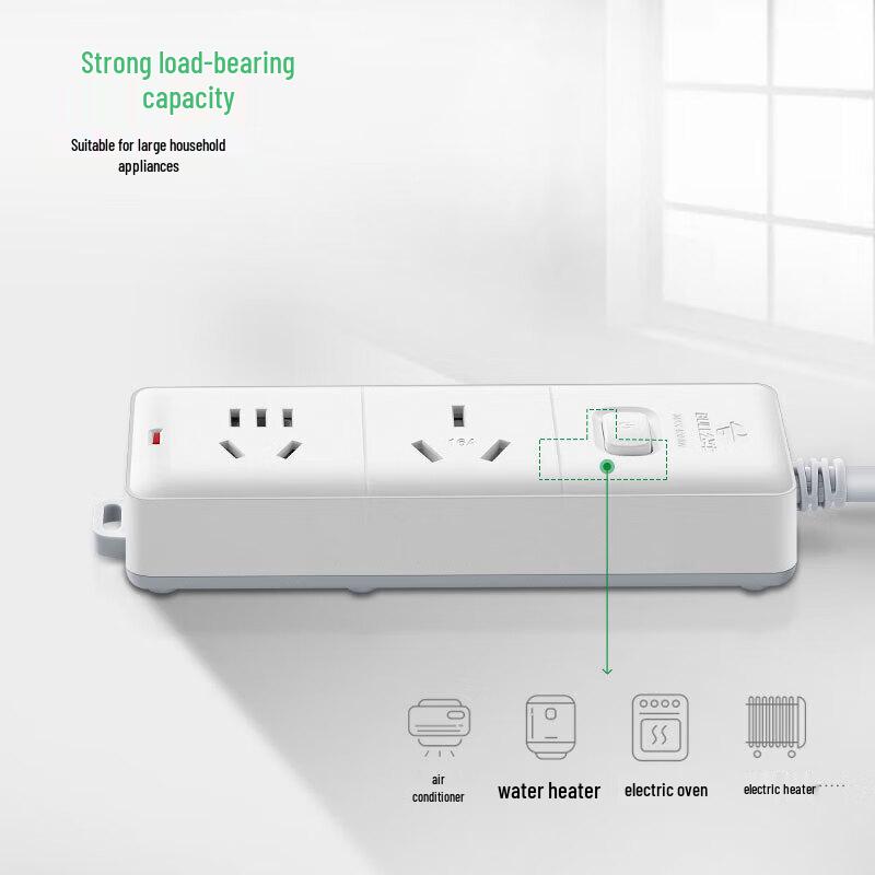 BULL 16A High-Power 2-Outlet Power Strip with Master Switch CN Plug (adapter Included)