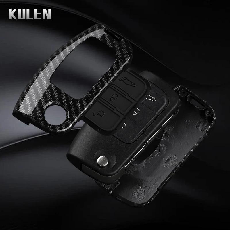 Abs Carbon Fiber Style Auto Key Fob Cover Case Fit For Ford Fiesta Focus 2 C-Max Ecosport S-Max Fusion Mondeo Protected Key Ring Remote Bag