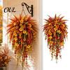 Weather Resistant Hanging Flower Basket Artificial Flowers for Outdoor Decor, Upside-down Faux Morning Glory Decorative Upside Down Flowers,