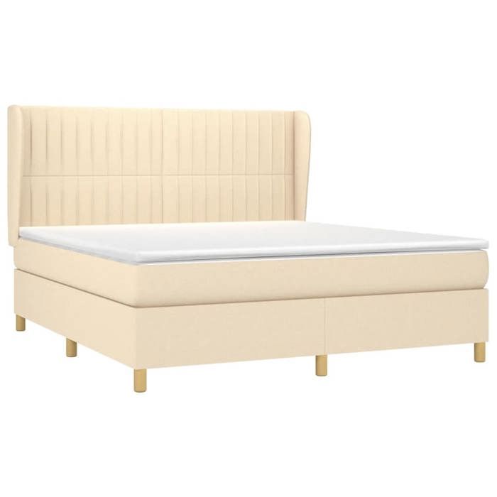 3128698 vidaXL Divan Bed with Mattress Cream 160x200 Cm Fabric