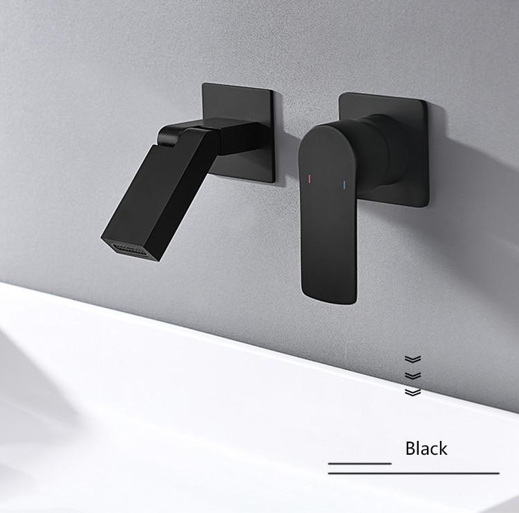 Tuqiu Wall Mount Basin Faucet Matte Black Moveable Spout Bathroom Faucet Solid Brass Bathroom Sink Hot Cold Mixess New Arrival