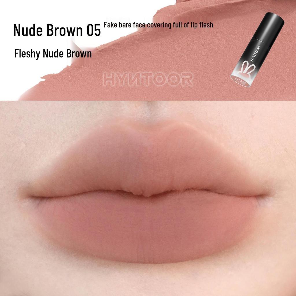 HYNTOOR Black Rabbit Nude Lip Glaze - Planet Glossy Lip Mud Lipstick