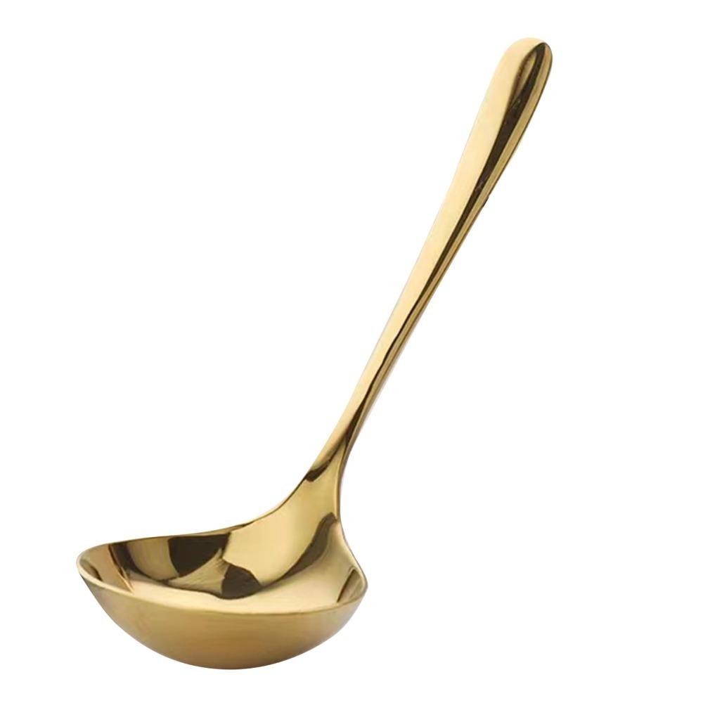 2Pcs Deep Curved Spoon Metal Ladle Thick‑gauge Serving Spoon Soup Spoon Kitchen Cooking