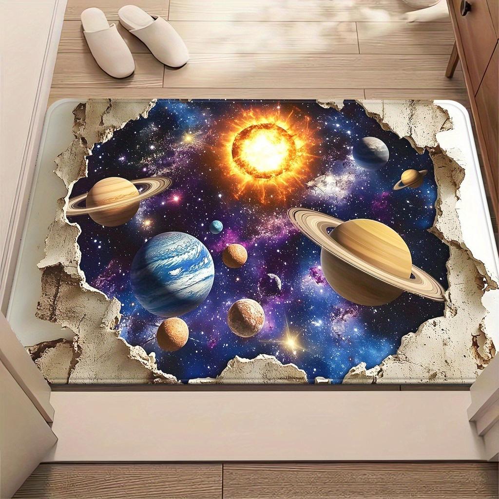 3D Astronaut Floating in Space Area Rug Cosmic Galaxy Themed Bedroom Carpet Non-Slip Living Room Mat for Teens Home Decor Gift