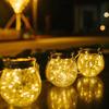 Solar Light Outdoor Garden Decorations Outdoors Cracked Glass Ball Hanging Lantern Waterproof LED Lamp for Patio Yard Decor