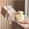 Cream Bear Cup Girls High-value Ceramic Mug with Lid Household Drinking Cup Birthday Gift Souvenir