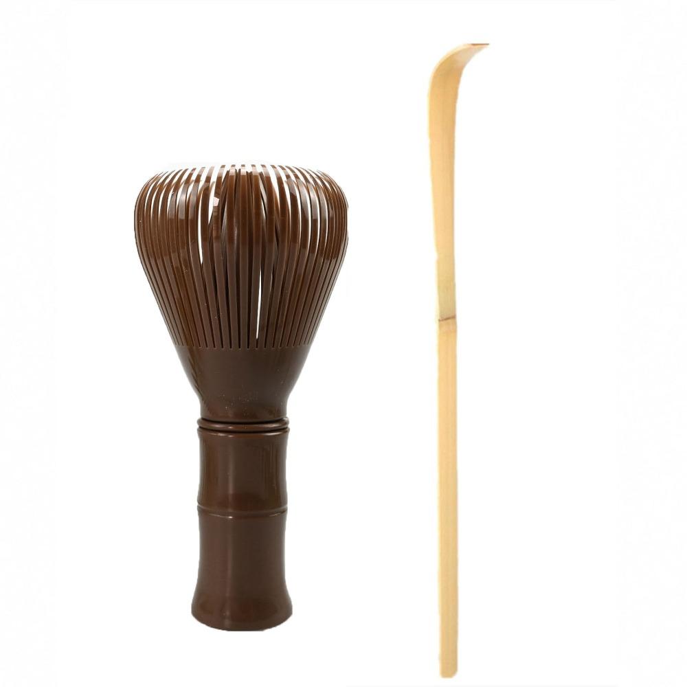 

New Traditional Matcha Whisk PP Resin Reusable Matcha Stirrer Portable with Teaspoon Green Tea Powder Whisk Tea Preparation коричневий