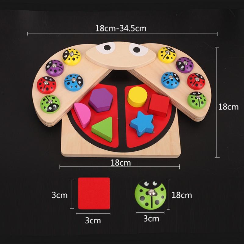 Giocattoli 3D in Legno Gioco di Pesca Magnetico Forma di Coccinella Abbinamento Blocchi da Costruzione Gioco Puzzle Animali Educazione Precoce