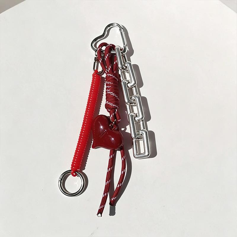 Yogodlns Bag Keyring Braided Women with Spring Rope Red Heart Hanging Decorations Bag Charm Luxury Gift