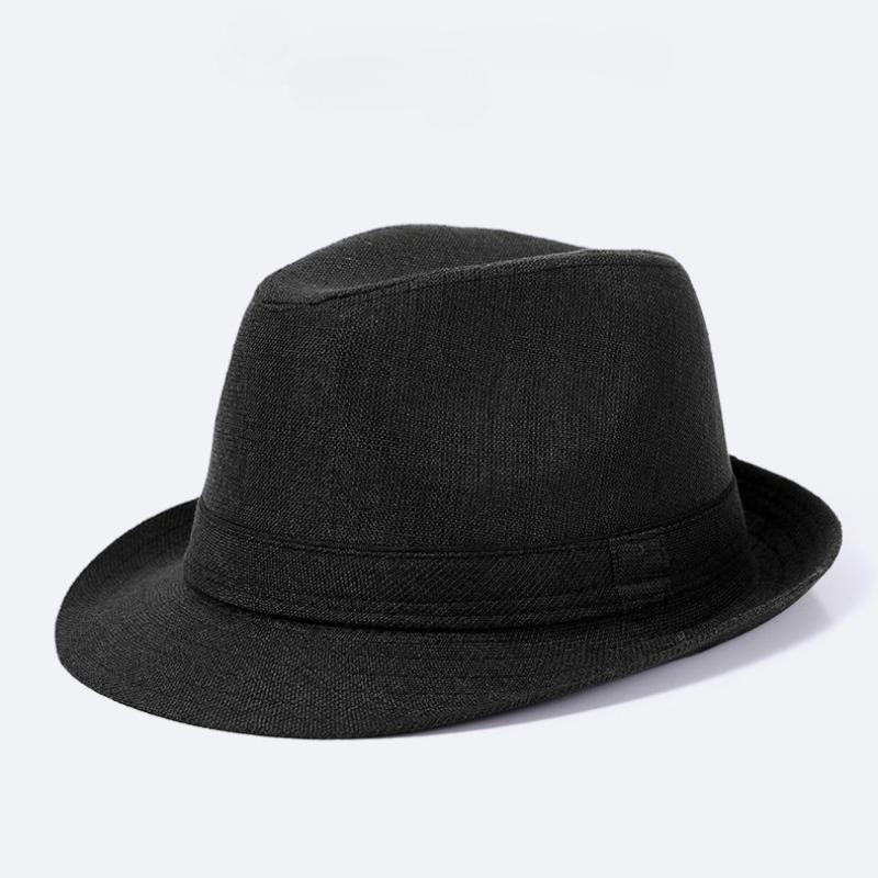 

New Curled Jazz Top Sun Hats Men s Summer British Style Straw Hat Outdoor Uv Protection Sunscreen Breathable Panama sale L 58-60cm чорний