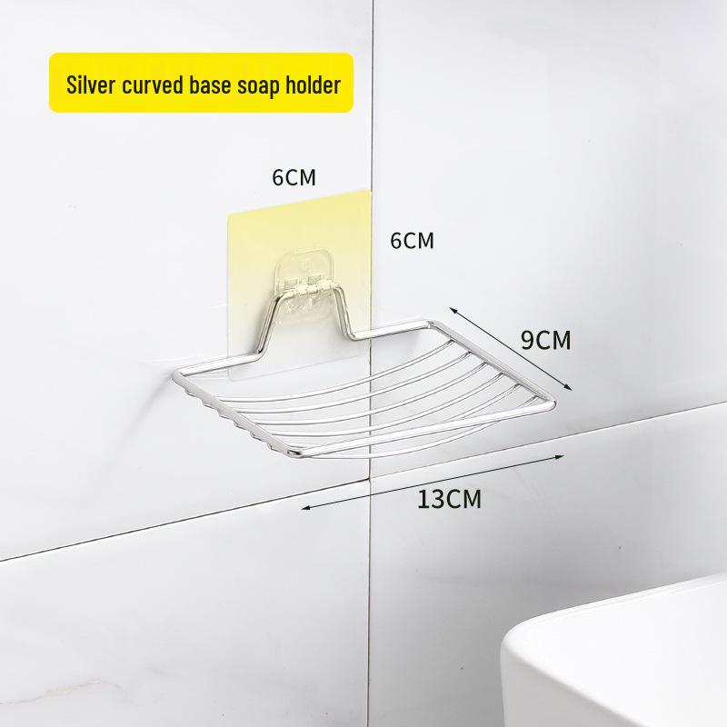 Stainless Steel Wall-Mounted Soap Holder: Double Layer, Punch-Free, Draining Storage Shelf.