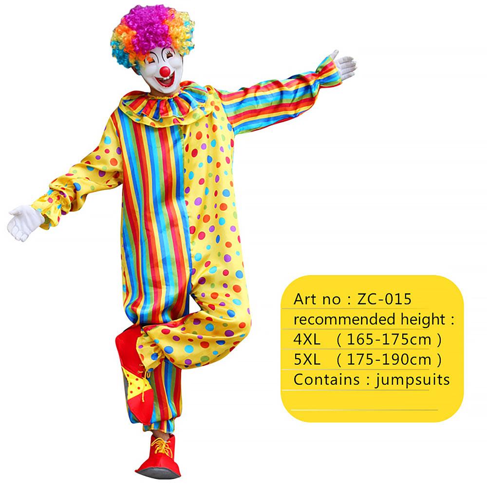 Adult Rainbow Clown Jumpsuit Featuring A Bright Colorful Pattern Funny Clown Costume Set for Height 165-185cm