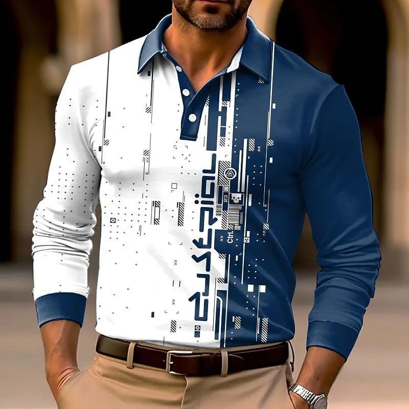 

Long Sleeve Men s Fashion Style Polo T-Shirts Spring Autumn 3D Printed Street Male T Shirt 6XL Plus Size Casual POLO Tops XL синий