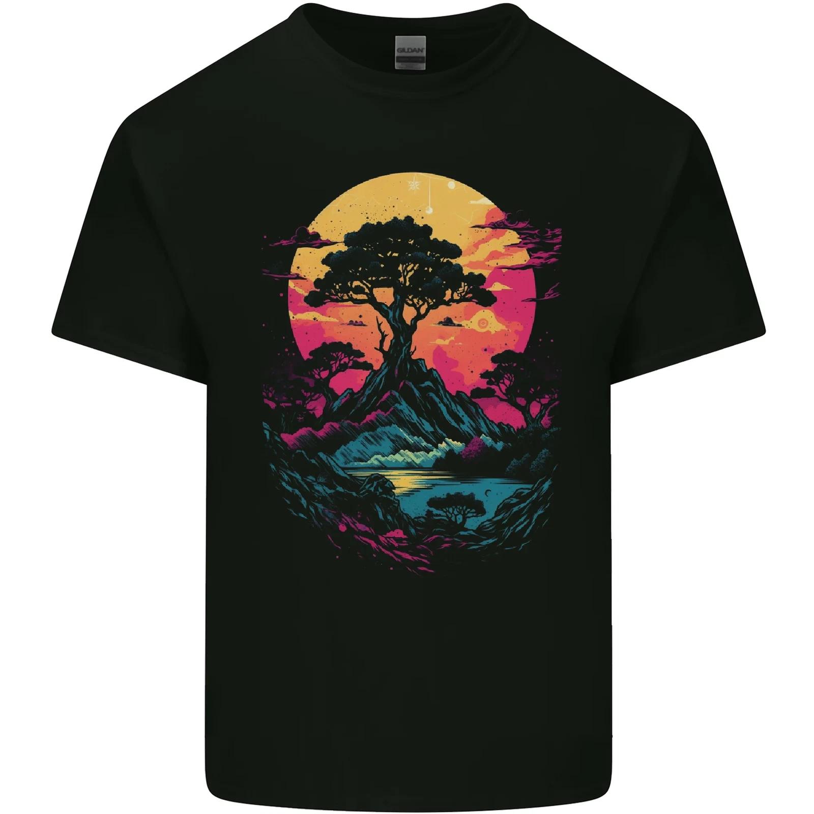 A Retrowave Landscape Outdoors Hiking Kids T-Shirt Childrens XL