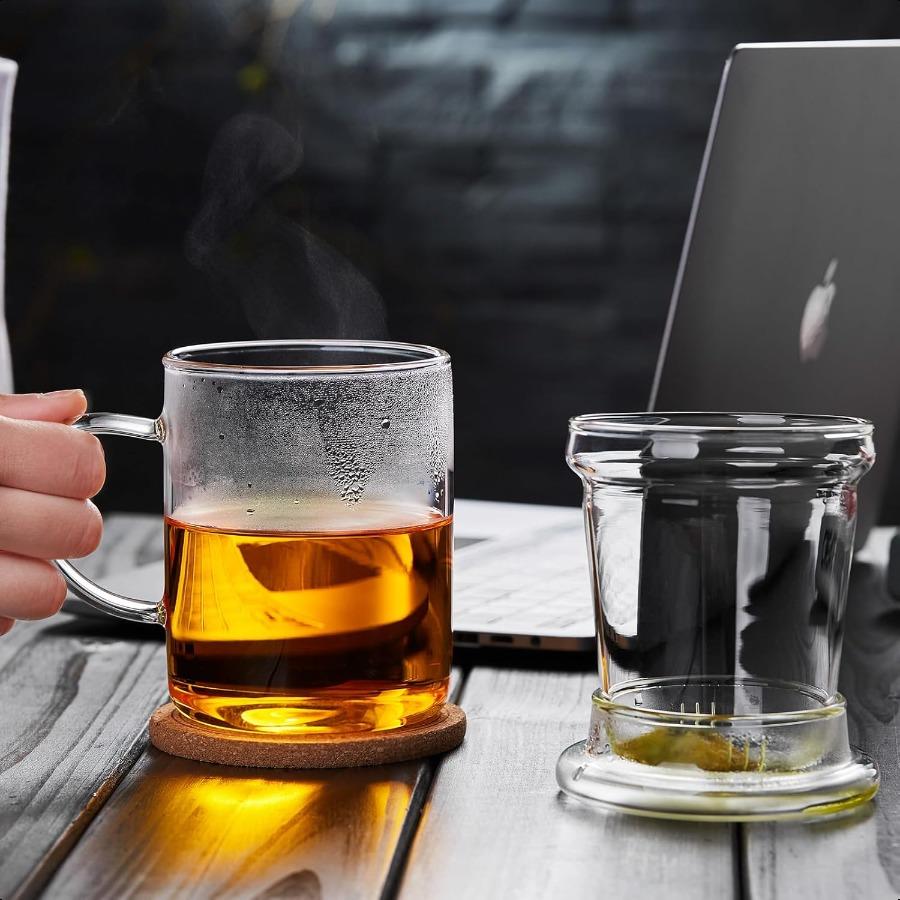 

Стеклянная чашка для чая с ситечком и крышкой 17,6 унций 520 мл Прозрачная кружка для чая для заваривания листового чая, заваривания цветущего чая, чайных пакетиков, стеклянный чайник United States