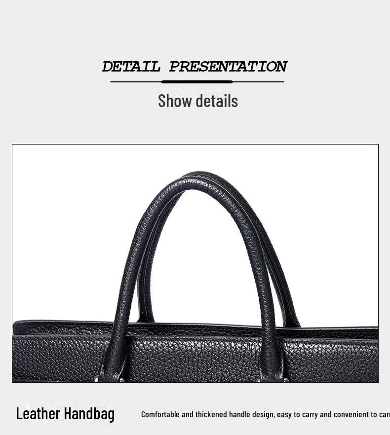 Men's Large Capacity Leather Business Briefcase: Waterproof & Fashionable Handbag