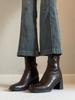 Vintage Coarse Heel Elastic Skinny Boots Children'S High Heel Square Head Short Boots Martin Boots