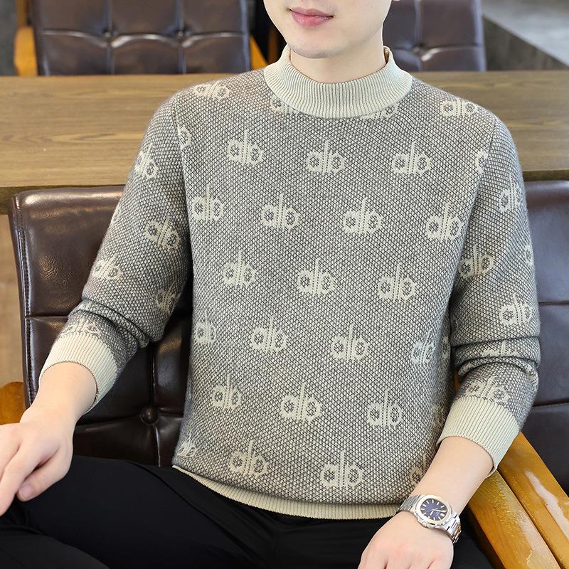 

Men s Trendy Autumn Winter Full Print Jacquard Pullover Knit Sweater L абрикосовий