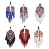 Traditional Islamic Cotton Head Cover Floral Embroidery Shawl Decorative Fringe Kerchief Unisex Multi Purpose Scarf