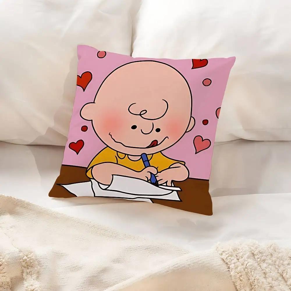 Cute C-charlie B-brown-S Pillow Case Cushion Cover Soft Cute Throw Pillow Case For Car Sofa Pillowcase Polyester With Zipper