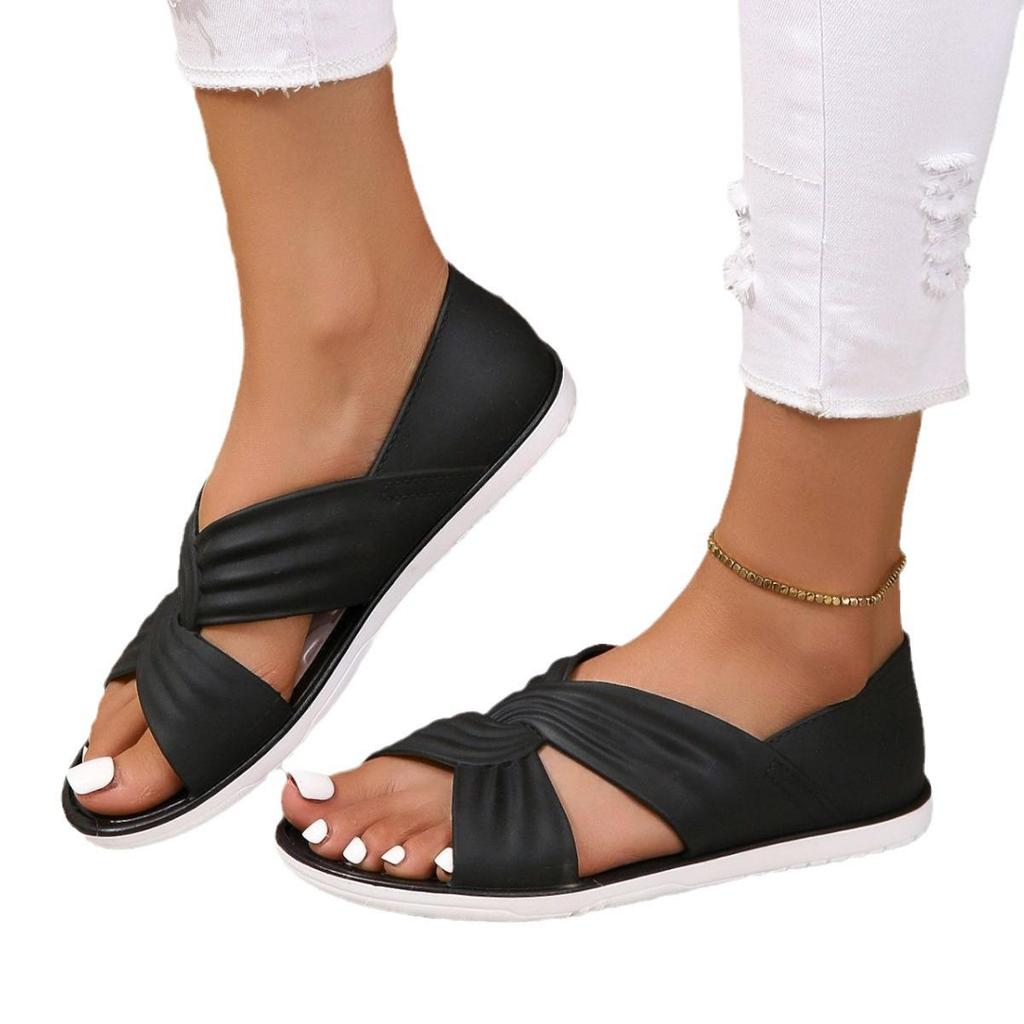 2024 Sommer koreanische Damen flache Sandalen Hausschuhe für lässige Strandkleidung