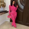 European and American Women's Tassel Lace Jumpsuit Set - Solid Color Sportswear, Autumn/Winter 